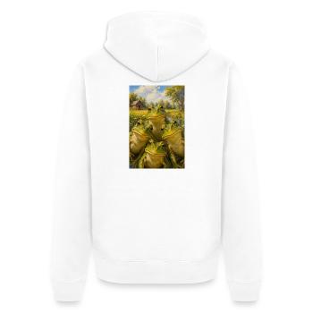 Cottage Pond Frogs Ensemble - Unisex Premium Bio Zip Hoodie - Weiß - Hinten - Thijin (182cm)