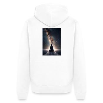Kosmisches Tor-Meditation - Unisex Premium Bio Zip Hoodie - Weiß - Hinten - Thijin (182cm)