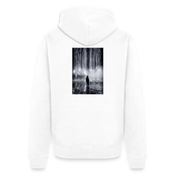 Leuchtende Lichtfall-Silhouette - Unisex Premium Bio Zip Hoodie - Weiß - Hinten - Thijin (182cm)