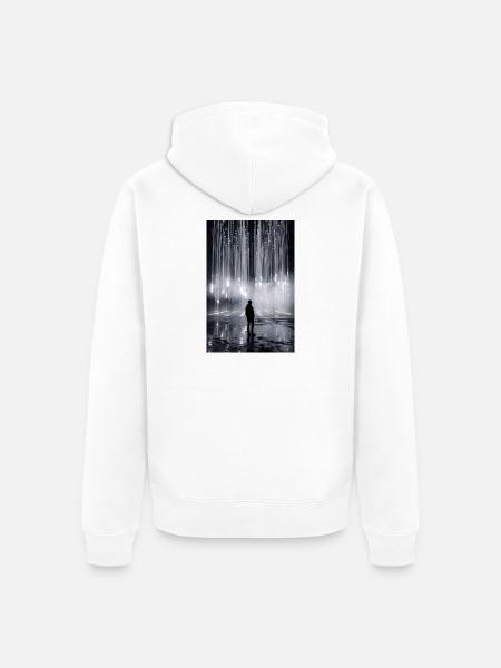 Leuchtende Lichtfall-Silhouette - Unisex Premium Bio Zip Hoodie - Weiß