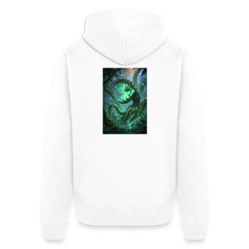 Grüne Schlange im Neonwald - Unisex Premium Bio Zip Hoodie - Weiß - Hinten - Thijin (182cm)