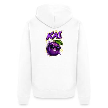 KAI Plum Graffiti Sonnenbrillen-Design - Unisex Premium Bio Zip Hoodie - Weiß - Hinten - Thijin (182cm)