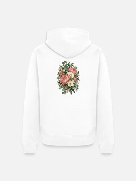 Rosé Weiße Blütenbouquet - Unisex Premium Bio Zip Hoodie - Weiß