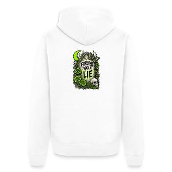 Für immer war eine Lüge - Unisex Premium Bio Zip Hoodie - Weiß - Hinten - Thijin (182cm)