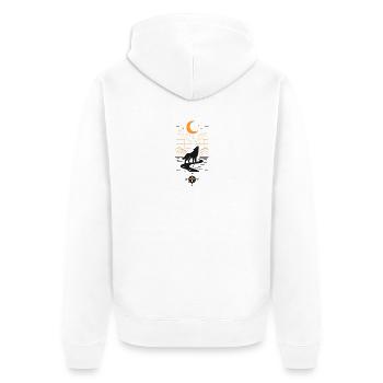 Mondnacht Wolf am Fluss - Unisex Premium Bio Zip Hoodie - Weiß - Hinten - Thijin (182cm)