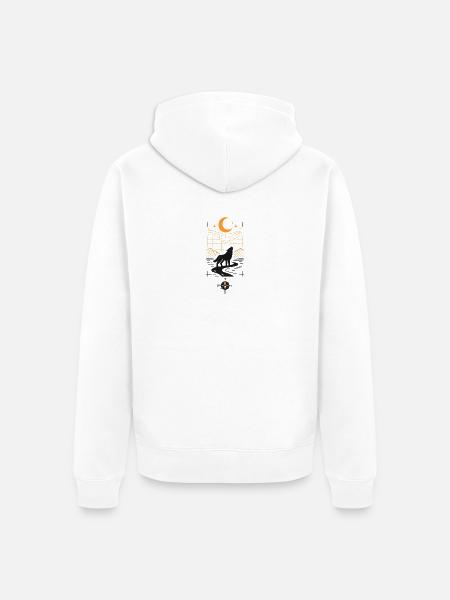Mondnacht Wolf am Fluss - Unisex Premium Bio Zip Hoodie - Weiß