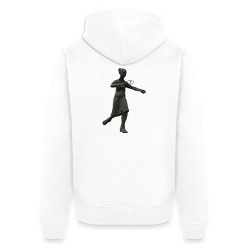 Statue mit Brille - Unisex Premium Bio Zip Hoodie - Weiß - Hinten - Thijin (182cm)