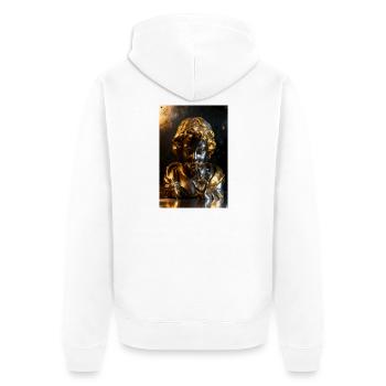 Goldene Shush-Cherub-Büste - Unisex Premium Bio Zip Hoodie - Weiß - Hinten - Thijin (182cm)