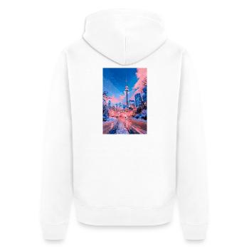 Neon Snow City Toronto - Unisex Premium Bio Zip Hoodie - Weiß - Hinten - Thijin (182cm)