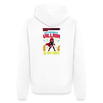 Mein Lieblingsbösewicht ist die sarkastische Ehe meiner Frau - Unisex Premium Bio Zip Hoodie - Weiß - Hinten - Thijin (182cm)
