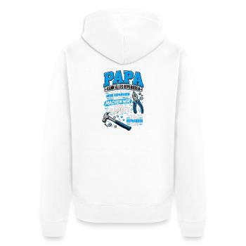 Papa kann alles reparieren – Handwerker Humor - Unisex Premium Bio Zip Hoodie - Weiß - Hinten - Thijin (182cm)