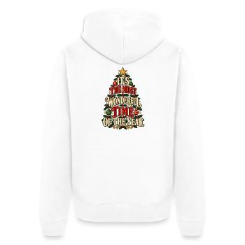 Die schönste Zeit des Jahres – Weihnachtsbaum - Unisex Premium Bio Zip Hoodie - Weiß - Hinten - Thijin (182cm)