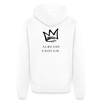 Already Enough - Unisex Premium Bio Zip Hoodie - Weiß - Hinten - Thijin (182cm)