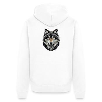 Loup dans le style mosaïque - Veste à capuche bio Premium Unisexe - blanc - Dos - Thijin (182cm)