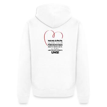Mama Papa Eltern lustiges Geschenk - Unisex Premium Bio Zip Hoodie - Weiß - Hinten - Thijin (182cm)
