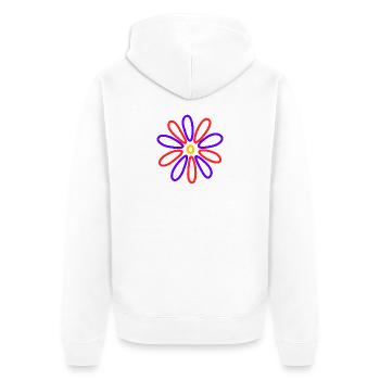 BLUME. BLUME. NATUR. ÖKOLOGIE. GLÜCK. ZEN - Unisex Premium Bio Zip Hoodie - Weiß - Hinten - Thijin (182cm)