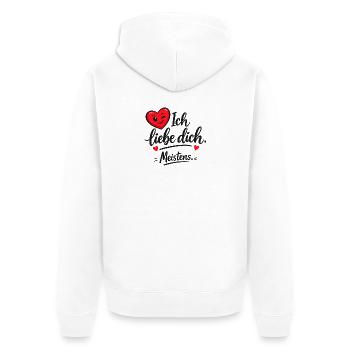 Ich liebe dich meistens - Unisex Premium Bio Zip Hoodie - Weiß - Hinten - Thijin (182cm)