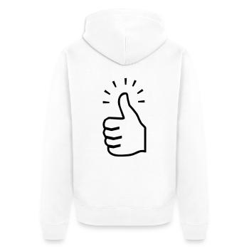 Daumen hoch - Unisex Premium Bio Zip Hoodie - Weiß - Hinten - Thijin (182cm)