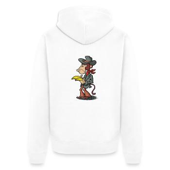 VL101A_Cowboyaffe_4c - Unisex Premium Bio Zip Hoodie - Weiß - Hinten - Thijin (182cm)