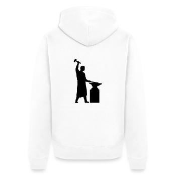 schmied_1c - Unisex Premium Bio Zip Hoodie - Weiß - Hinten - Thijin (182cm)