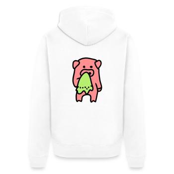 Schwein traurig / krank 3 - Unisex Premium Bio Zip Hoodie - Weiß - Hinten - Thijin (182cm)