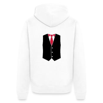 Weste mit Krawatte, 2fb - Unisex Premium Bio Zip Hoodie - Weiß - Hinten - Thijin (182cm)
