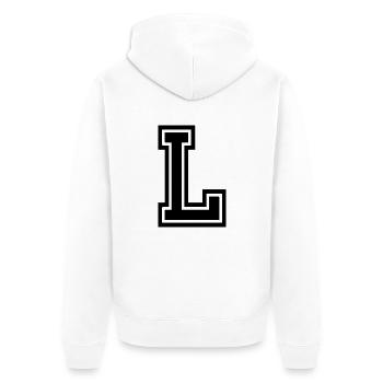 L - Unisex Premium Bio Zip Hoodie - Weiß - Hinten - Thijin (182cm)