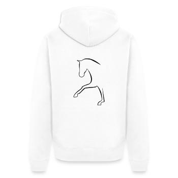 Dressurpferd - Unisex Premium Bio Zip Hoodie - Weiß - Hinten - Thijin (182cm)