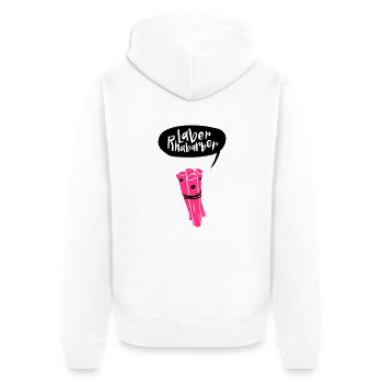 Laberrhabarber - Unisex Premium Bio Zip Hoodie - Weiß - Hinten - Thijin (182cm)