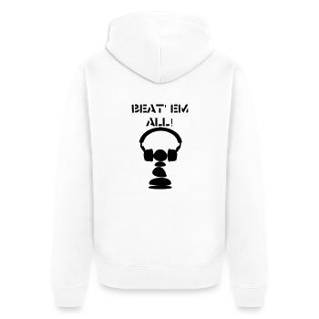 beat' em all - Unisex Premium Bio Zip Hoodie - Weiß - Hinten - Thijin (182cm)