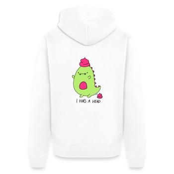 Dinosaurier - Unisex Premium Bio Zip Hoodie - Weiß - Hinten - Thijin (182cm)