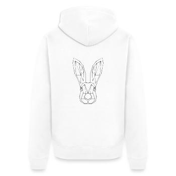 Hase - Unisex Premium Bio Zip Hoodie - Weiß - Hinten - Thijin (182cm)