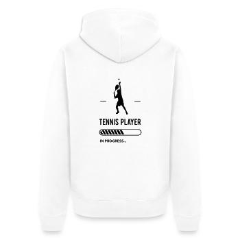 Tennis Player in Progress - Unisex Premium Bio Zip Hoodie - Weiß - Hinten - Thijin (182cm)
