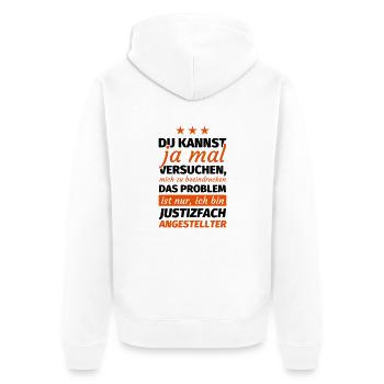Justizfachangestellter Geschenk - Unisex Premium Bio Zip Hoodie - Weiß - Hinten - Thijin (182cm)