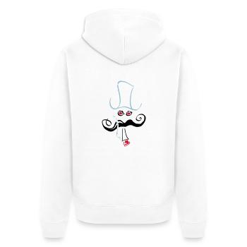 hipster_13.ai - Unisex Premium Bio Zip Hoodie - Weiß - Hinten - Thijin (182cm)