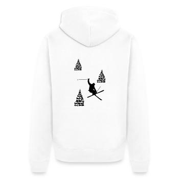 ski - Unisex Premium Bio Zip Hoodie - Weiß - Hinten - Thijin (182cm)