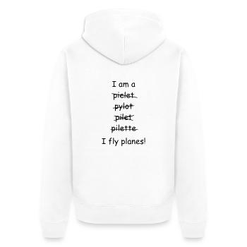 I fly planes - Unisex Premium Bio Zip Hoodie - Weiß - Hinten - Thijin (182cm)