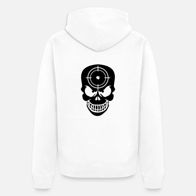 Evil Skull With Target - Unisex Premium Bio Zip Hoodie - Weiß