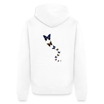 Schmetterlings Formation by Lola - Unisex Premium Bio Zip Hoodie - Weiß - Hinten - Thijin (182cm)