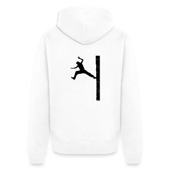 Parkour - Unisex Premium Bio Zip Hoodie - Weiß - Hinten - Thijin (182cm)