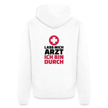Arzt - Unisex Premium Bio Zip Hoodie - Weiß - Hinten - Thijin (182cm)