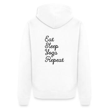Eat, Sleep, Yoga, Repeat - Unisex Premium Bio Zip Hoodie - Weiß - Hinten - Thijin (182cm)