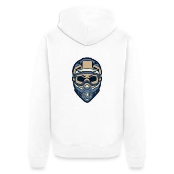 Motocrosshelm mit Kopf - Unisex Premium Bio Zip Hoodie - Weiß - Hinten - Thijin (182cm)