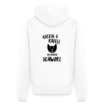 Katzen und Kaffee schwarz - Unisex Premium Bio Zip Hoodie - Weiß - Hinten - Thijin (182cm)