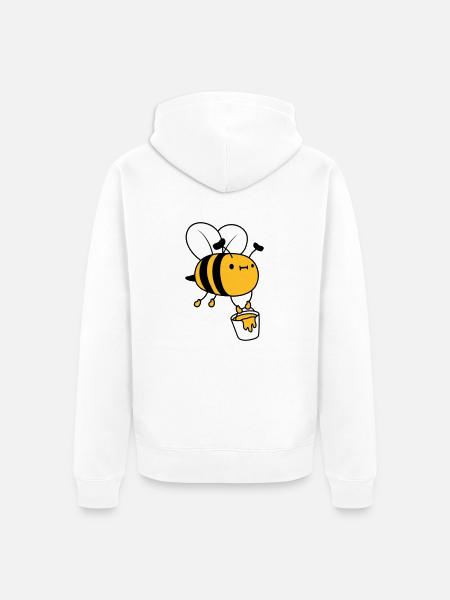 Honey Bucket Bee - Unisex Premium Organic Zip Hoodie - white