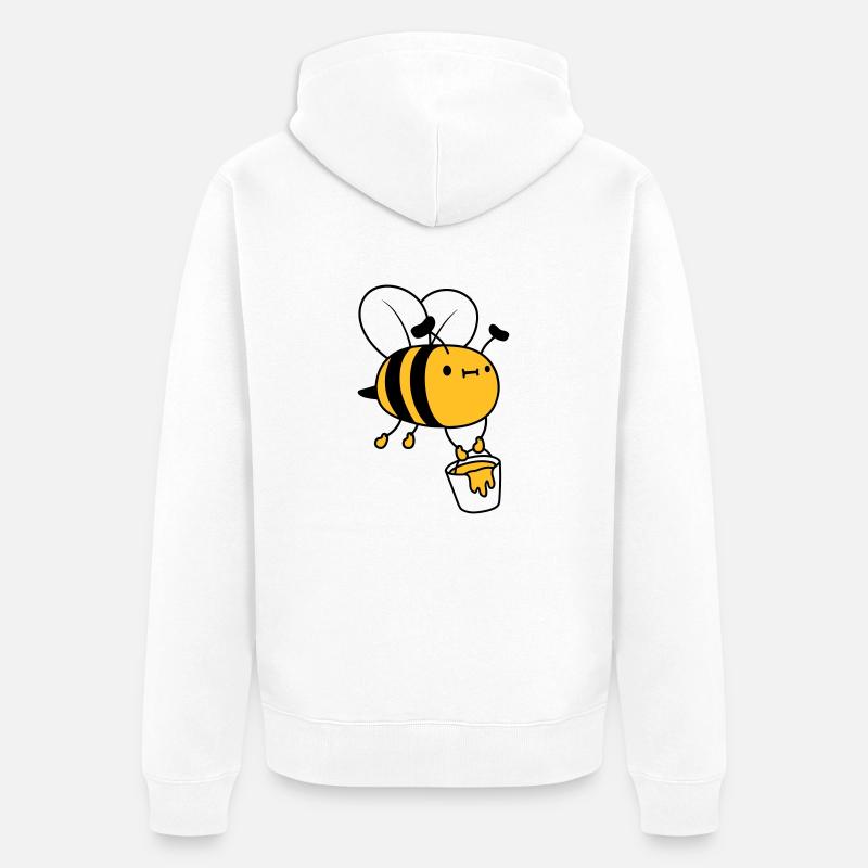 Honig Eimer Biene - Unisex Premium Bio Zip Hoodie - Weiß