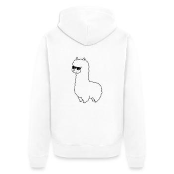 cool_lama_01 - Unisex Premium Bio Zip Hoodie - Weiß - Hinten - Thijin (182cm)