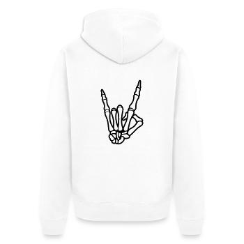 skull hand party symbol rock - Unisex Premium Bio Zip Hoodie - Weiß - Hinten - Thijin (182cm)