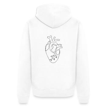 Illustration réaliste de l’esquisse du cœur - Veste à capuche bio Premium Unisexe - blanc - Dos - Thijin (182cm)