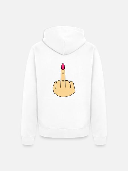 Middle Finger Woman - Unisex Premium Organic Zip Hoodie - white